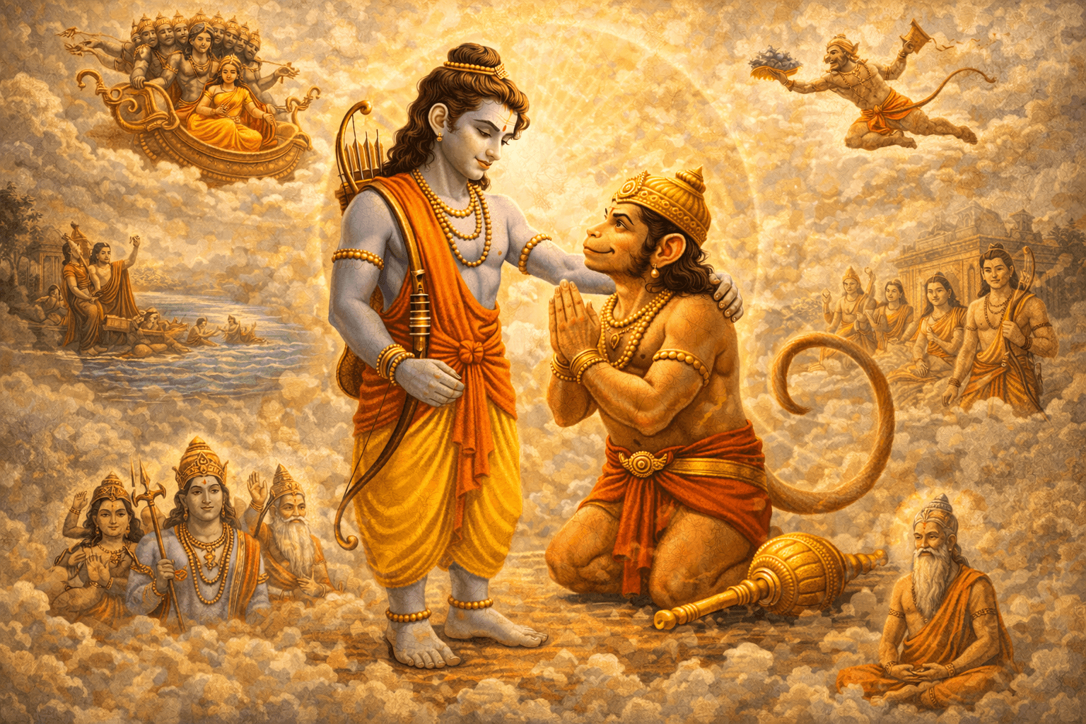 Rama and Hanuman in devotion