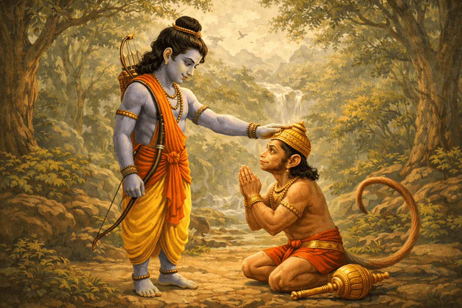 Rama and Hanuman in the forest