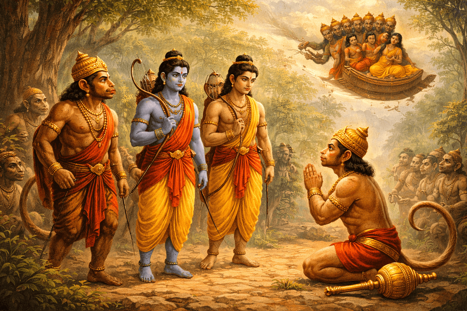 Rama confronts Ravana in the forest